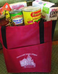 bag filled with items for the food pantry